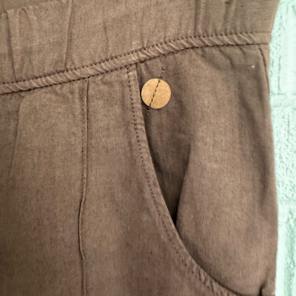 Boss Brown Linen Cotton Pants with Relaxed Fit - Picture 6 of 15